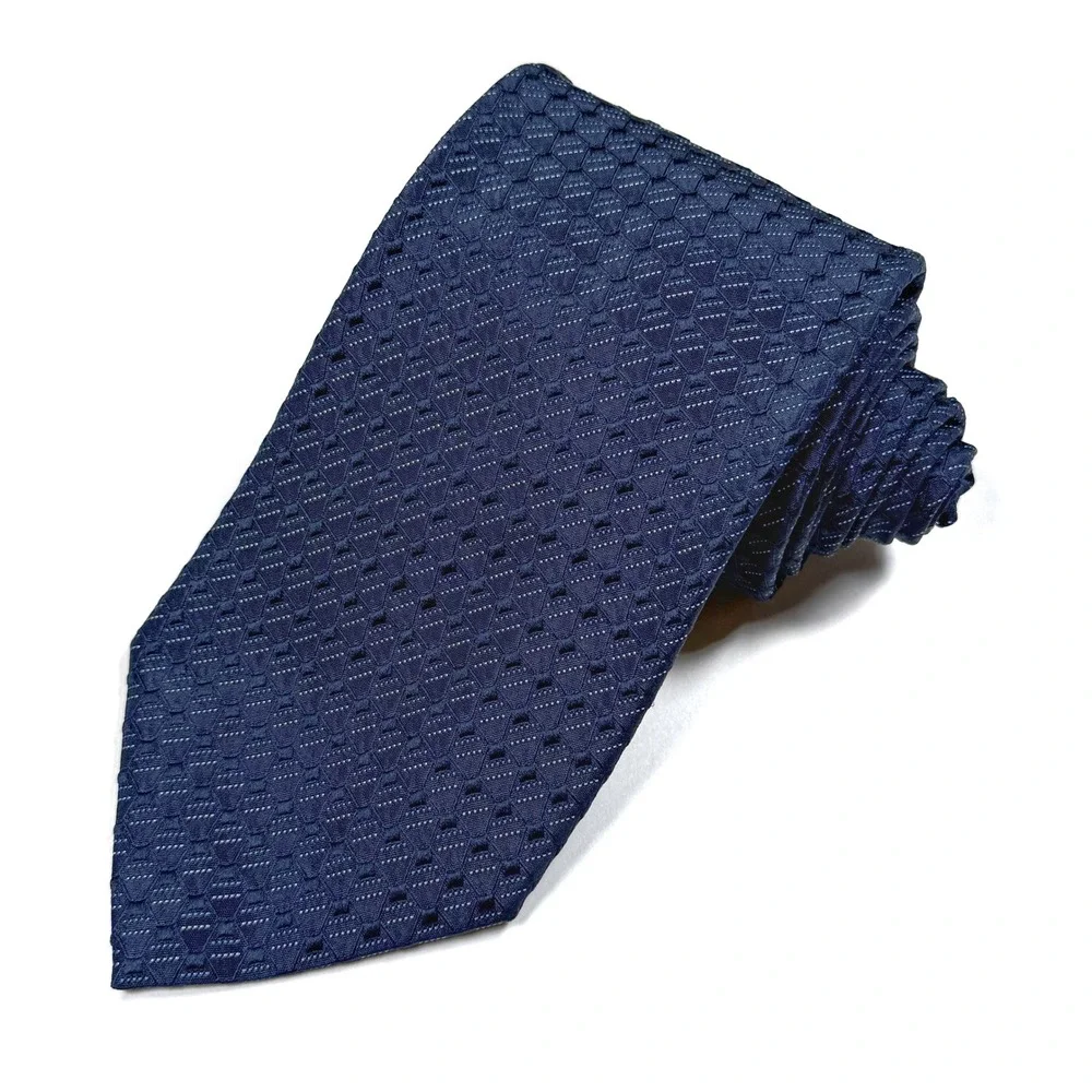 Christian Dior Silk Tie Navy Blue Geometric Pattern Width: 3.5" Mens Formal - Picture 6 of 7